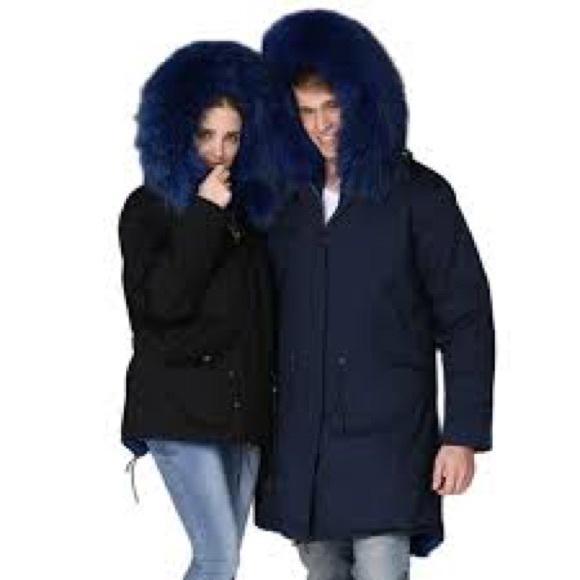 ‼️WOW‼️BLACK Parka with REAL FUR (Raccoon blue fur) GREAT STYLISH AND WARM!💕 - Picture 9 of 12